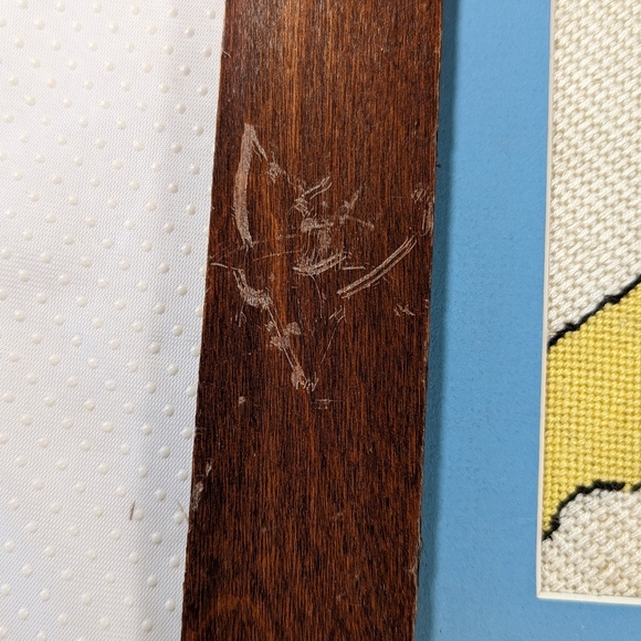 Vintage Hand Made Cross Stitch Japanese Geisha Matted Framed Chinoiserie 12x19 - Picture 6 of 7